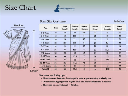 BookMyCostume Rani Sita for Girl Kids & Adult Fancy Dress Costume | Ramlila Dussehra Ramayana Mythology